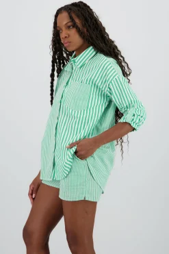 Shasa Oversized Long Shirt with Stripe Detail