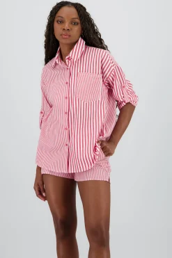 Shasa Oversized Long Shirt with Stripe Detail