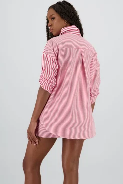 Shasa Oversized Long Shirt with Stripe Detail