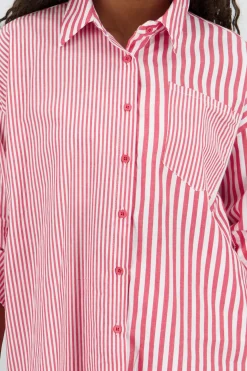 Shasa Oversized Long Shirt with Stripe Detail