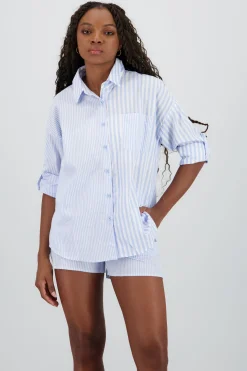 Shasa Oversized Long Shirt with Stripe Detail