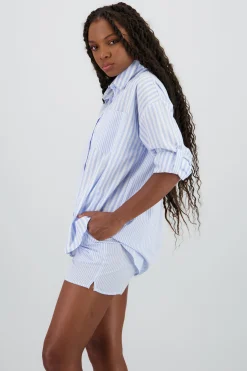 Shasa Oversized Long Shirt with Stripe Detail