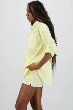 Shasa Oversized Long Shirt with Stripe Detail