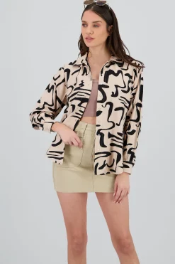 Shasa Oversized Shirt with Abstract Print