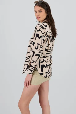 Shasa Oversized Shirt with Abstract Print