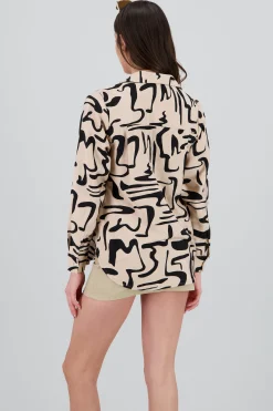 Shasa Oversized Shirt with Abstract Print
