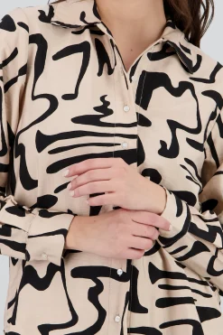 Shasa Oversized Shirt with Abstract Print