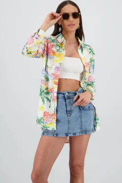 Shasa Oversized Short Sleeve Button Up Shirt