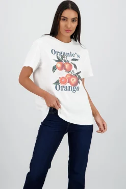 Shasa Oversized Short Sleeve T Shirt with Orange Print