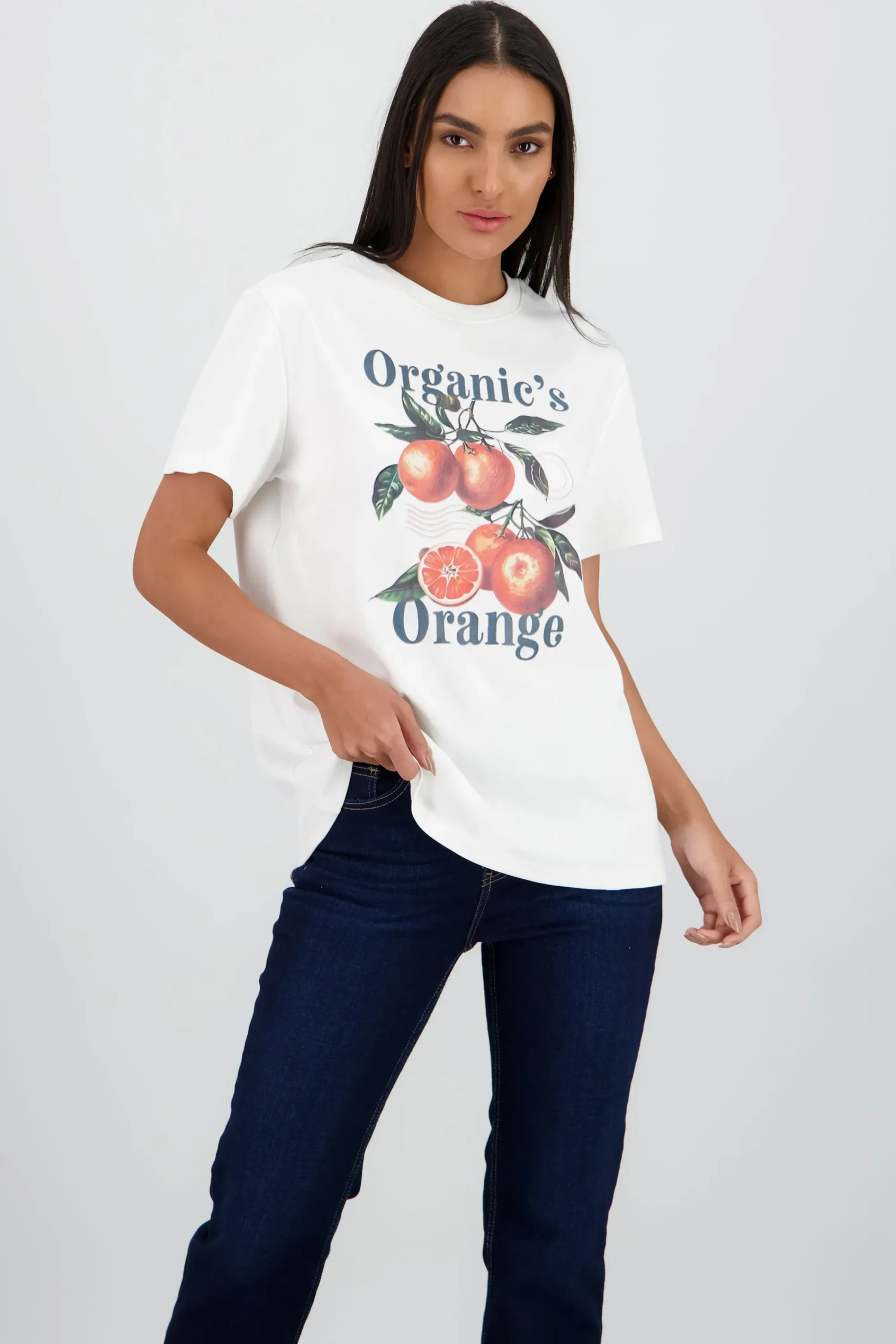 Shasa Oversized Short Sleeve T Shirt with Orange Print