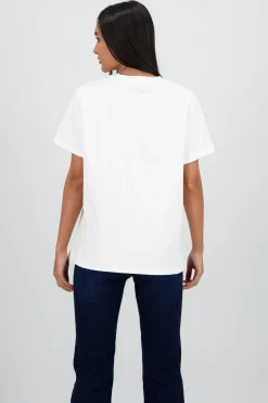 Shasa Oversized Short Sleeve T Shirt with Orange Print
