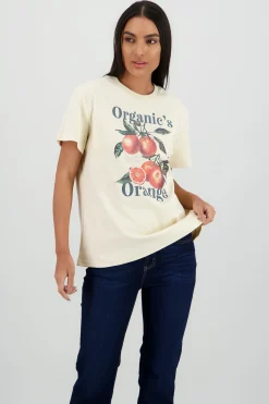 Shasa Oversized Short Sleeve T Shirt with Orange Print