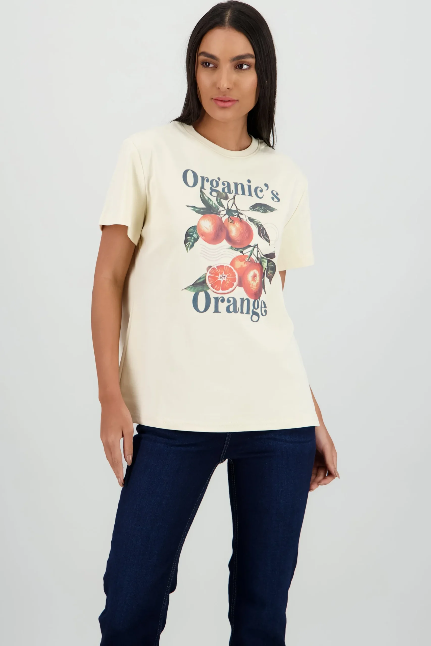 Shasa Oversized Short Sleeve T Shirt with Orange Print