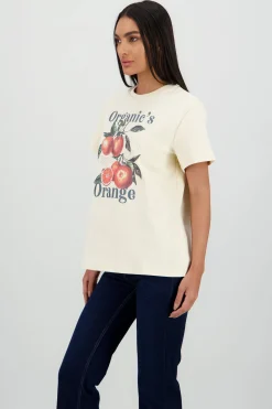 Shasa Oversized Short Sleeve T Shirt with Orange Print