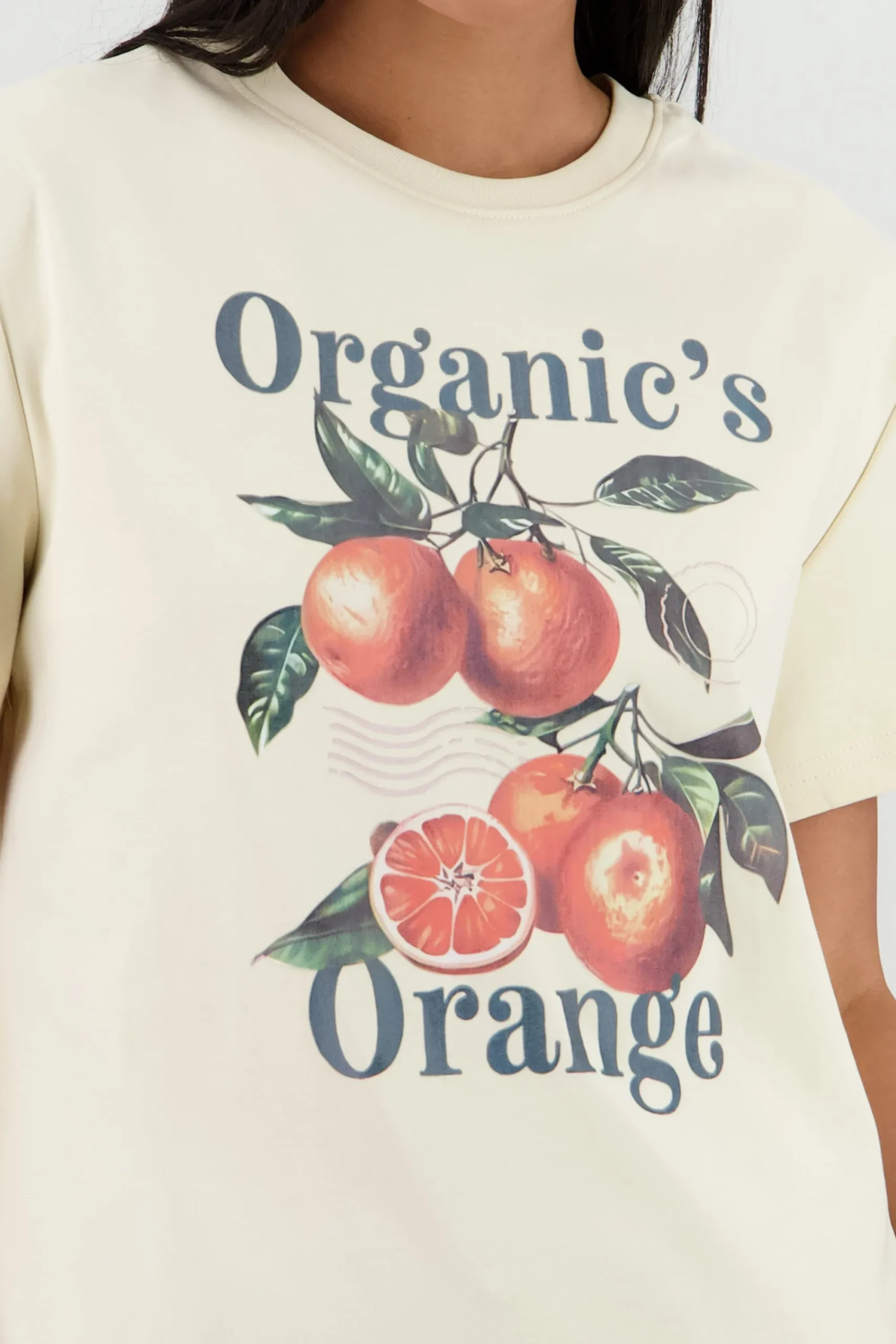 Shasa Oversized Short Sleeve T Shirt with Orange Print