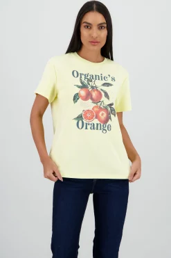 Shasa Oversized Short Sleeve T Shirt with Orange Print