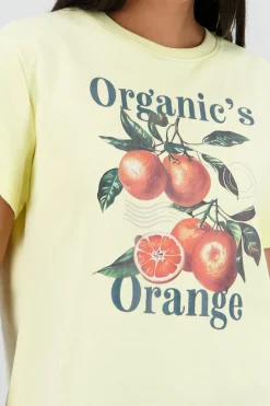 Shasa Oversized Short Sleeve T Shirt with Orange Print