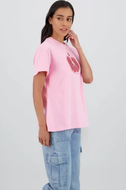 Shasa Oversized Short Sleeve T Shirt with Pomegranate Print