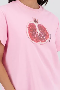 Shasa Oversized Short Sleeve T Shirt with Pomegranate Print