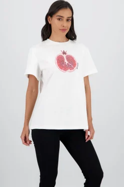Shasa Oversized Short Sleeve T Shirt with Pomegranate Print