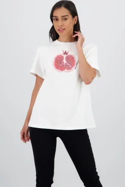 Shasa Oversized Short Sleeve T Shirt with Pomegranate Print