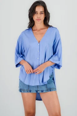 Shasa Oversized Short Sleeve V Neck Shirt