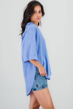 Shasa Oversized Short Sleeve V Neck Shirt