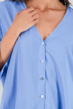 Shasa Oversized Short Sleeve V Neck Shirt