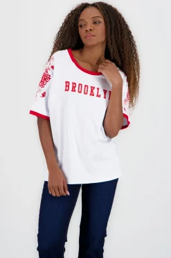 Shasa Oversized Sports T Shirt with Embroidery Details