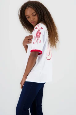 Shasa Oversized Sports T Shirt with Embroidery Details