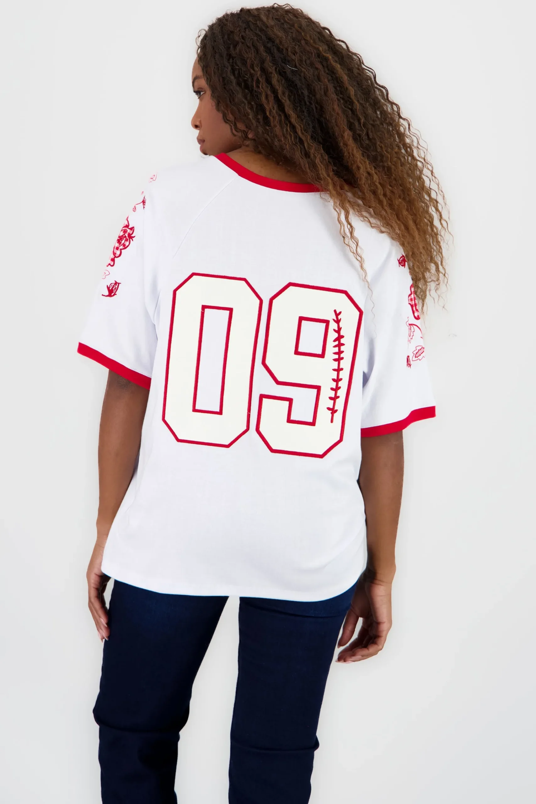 Shasa Oversized Sports T Shirt with Embroidery Details