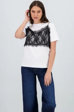 Shasa Oversized T Shirt with Lace Detail