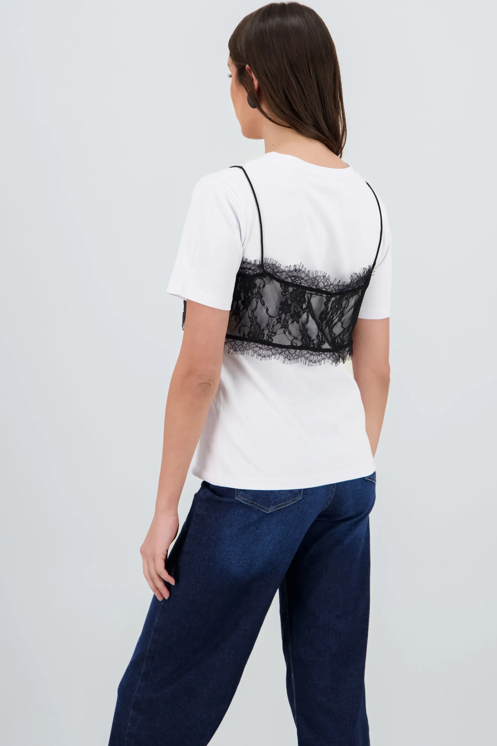 Shasa Oversized T Shirt with Lace Detail
