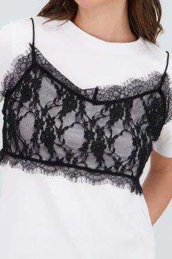 Shasa Oversized T Shirt with Lace Detail