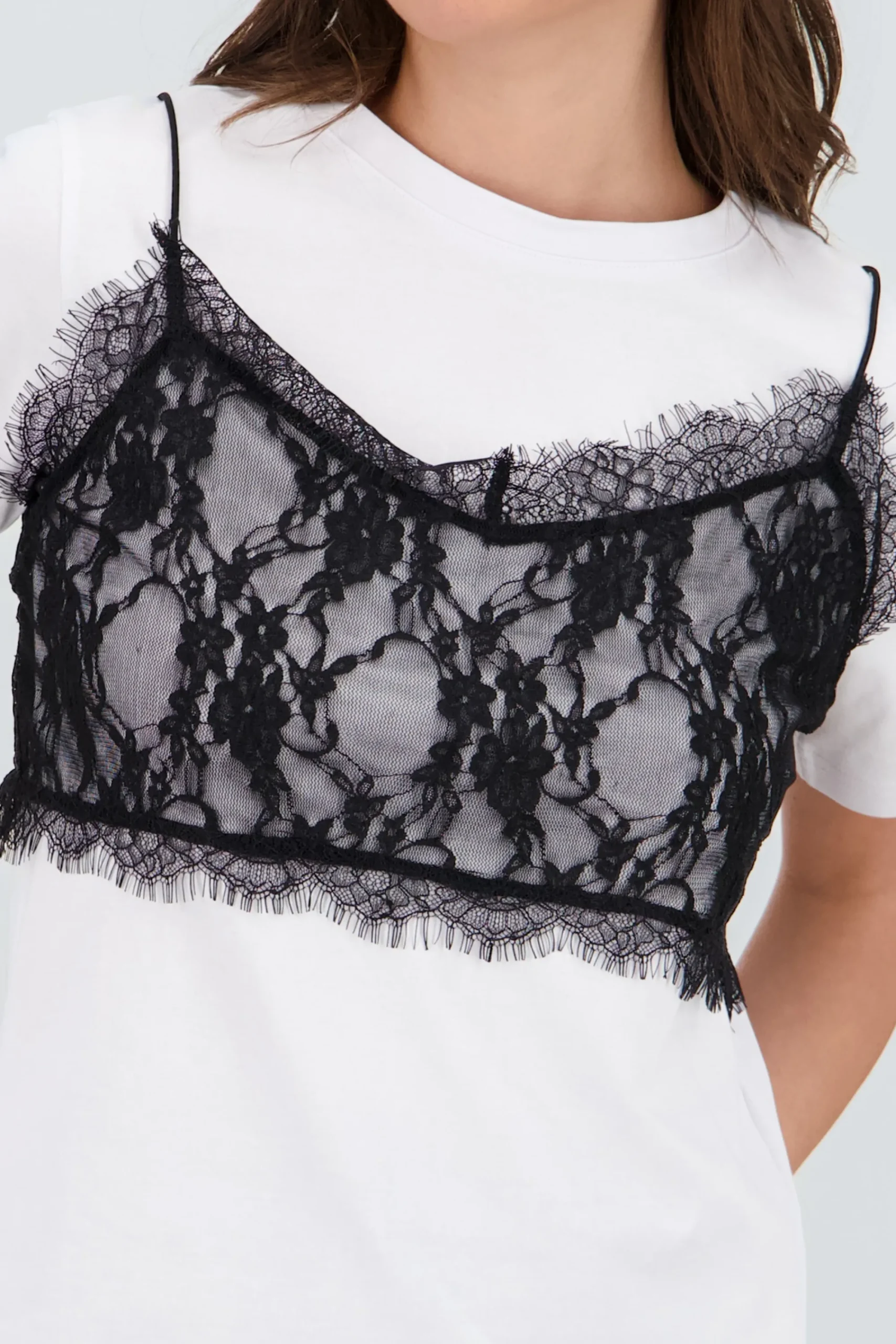 Shasa Oversized T Shirt with Lace Detail