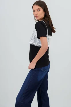 Shasa Oversized T Shirt with Lace Detail