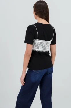 Shasa Oversized T Shirt with Lace Detail