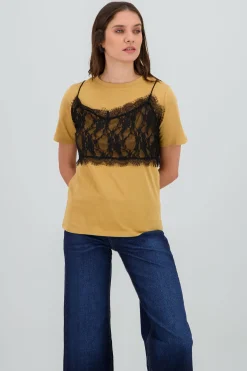 Shasa Oversized T Shirt with Lace Detail