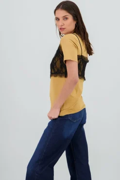 Shasa Oversized T Shirt with Lace Detail