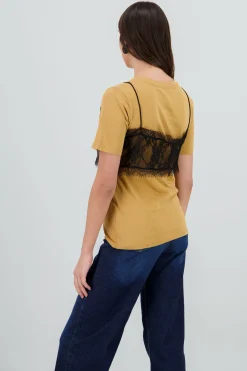 Shasa Oversized T Shirt with Lace Detail