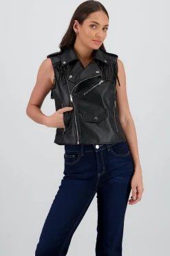 Shasa Oversized Vest with Fringe Detail