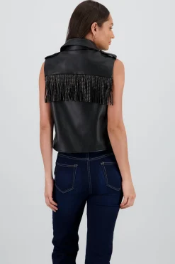 Shasa Oversized Vest with Fringe Detail