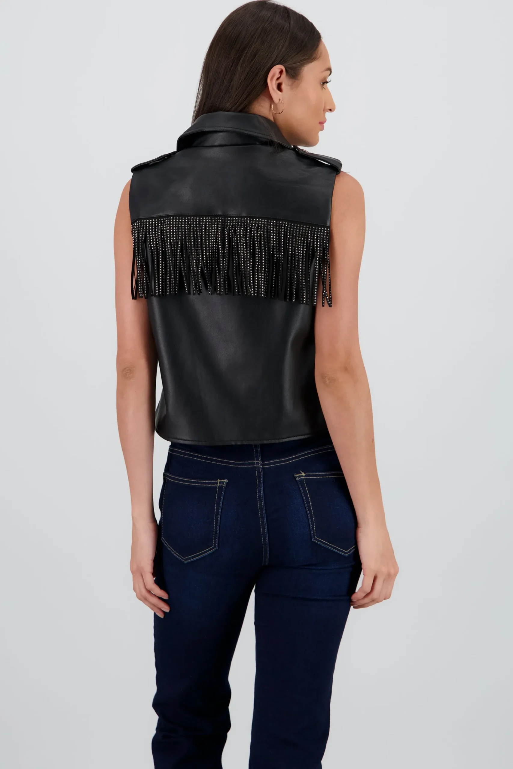 Shasa Oversized Vest with Fringe Detail