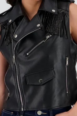 Shasa Oversized Vest with Fringe Detail