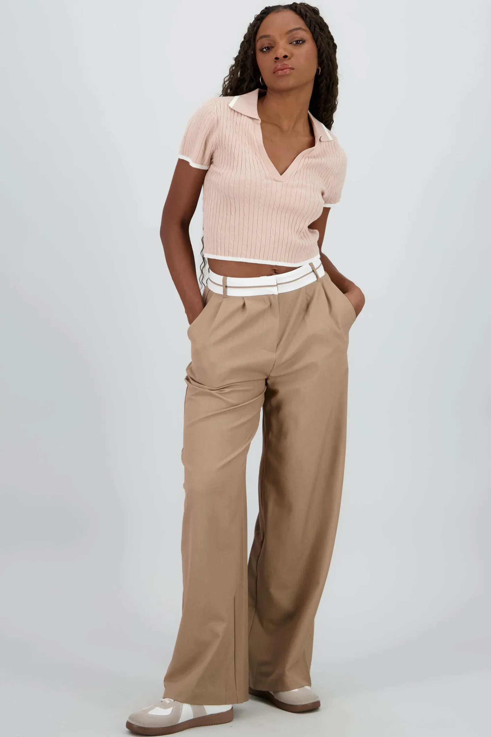 Shasa Pants with Contrast Waistband