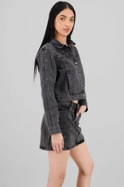 Shasa Pearl Appliqué Trucker Jacket