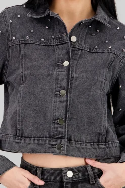 Shasa Pearl Appliqué Trucker Jacket