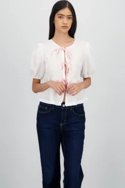 Shasa Peplum Blouse with Bow
