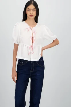Shasa Peplum Blouse with Bow