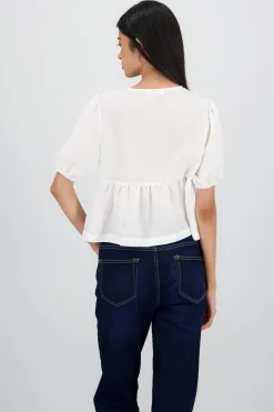 Shasa Peplum Blouse with Bow